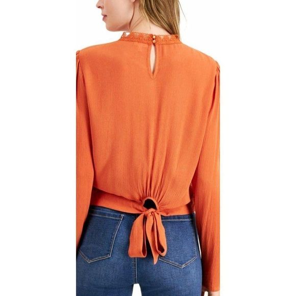 Self Esteem Rust Burnt Orange Lace CottageCore Shirt Sz Medium New - Picture 7 of 8